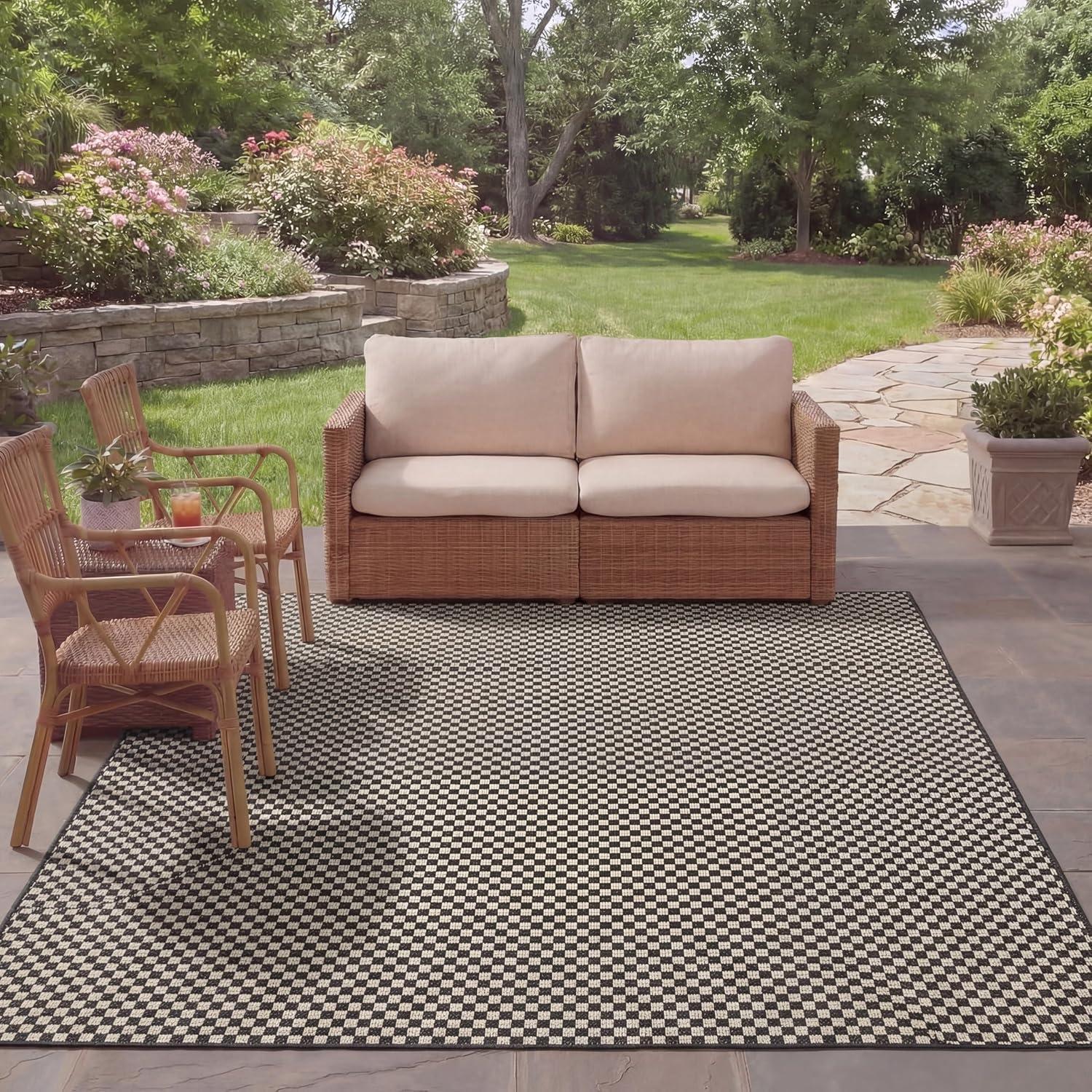 image:imageSAFAVIEH Washable Rug Outdoor Courtyard Collection 8 x 10 Light Blue amp Light Grey NonShedding amp Easy Cleaning Ideal for Patio Backyard Mudroom DIning Space CY865337121BlackLight Grey