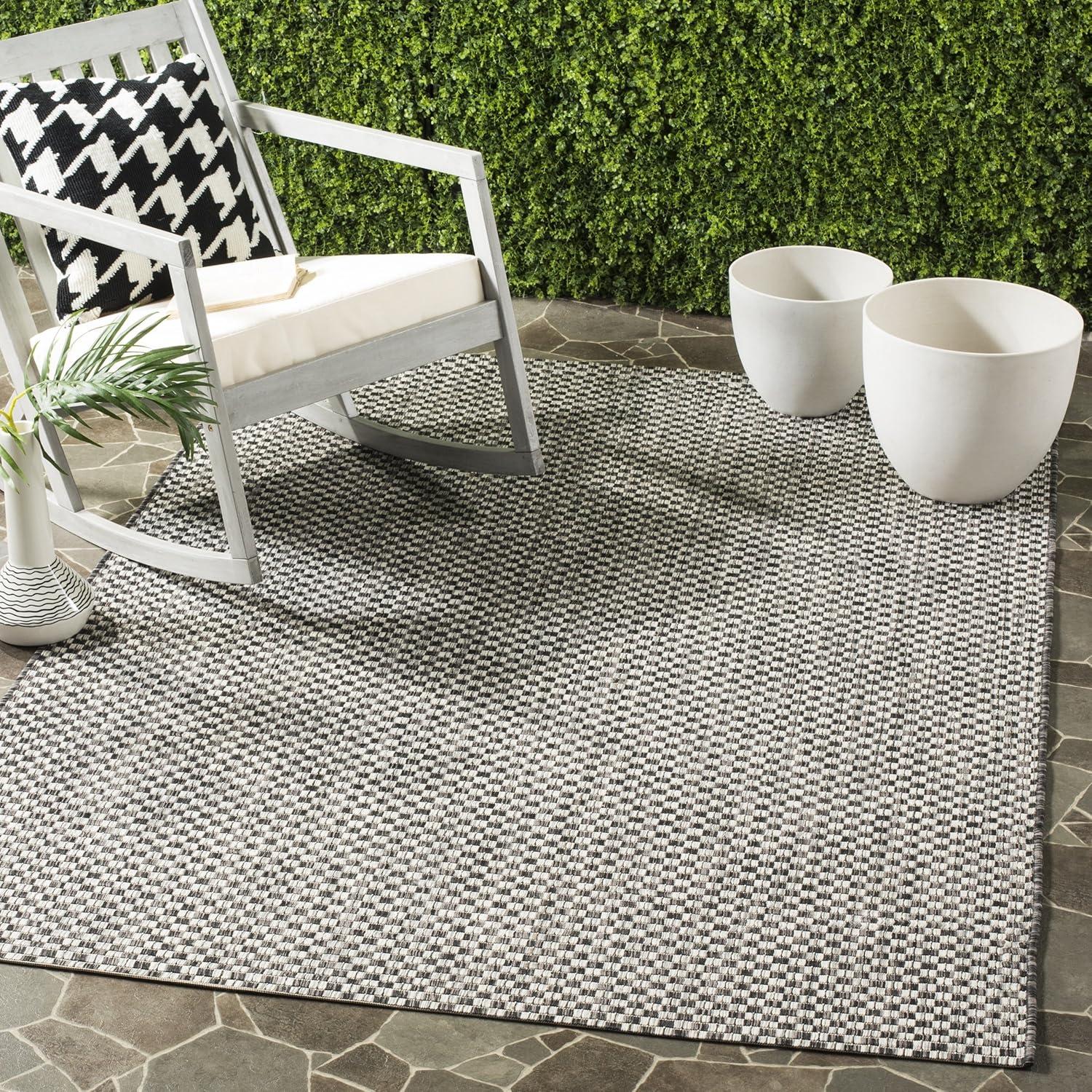 image:imageSAFAVIEH Washable Rug Outdoor Courtyard Collection 8 x 10 Light Blue amp Light Grey NonShedding amp Easy Cleaning Ideal for Patio Backyard Mudroom DIning Space CY865337121BlackLight Grey