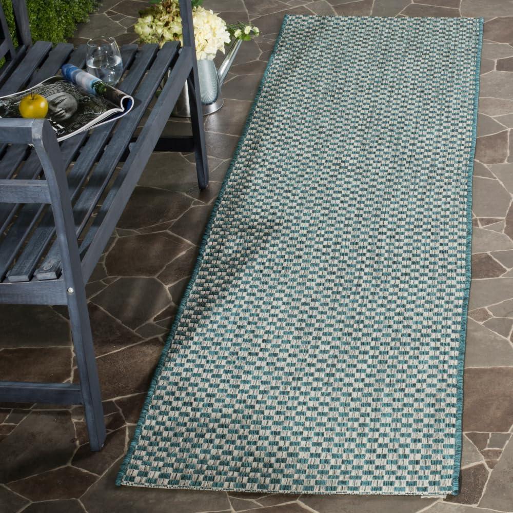 image:imageSAFAVIEH Washable Rug Outdoor Courtyard Collection 8 x 10 Light Blue amp Light Grey NonShedding amp Easy Cleaning Ideal for Patio Backyard Mudroom DIning Space CY865337121TurquoiseLight Grey