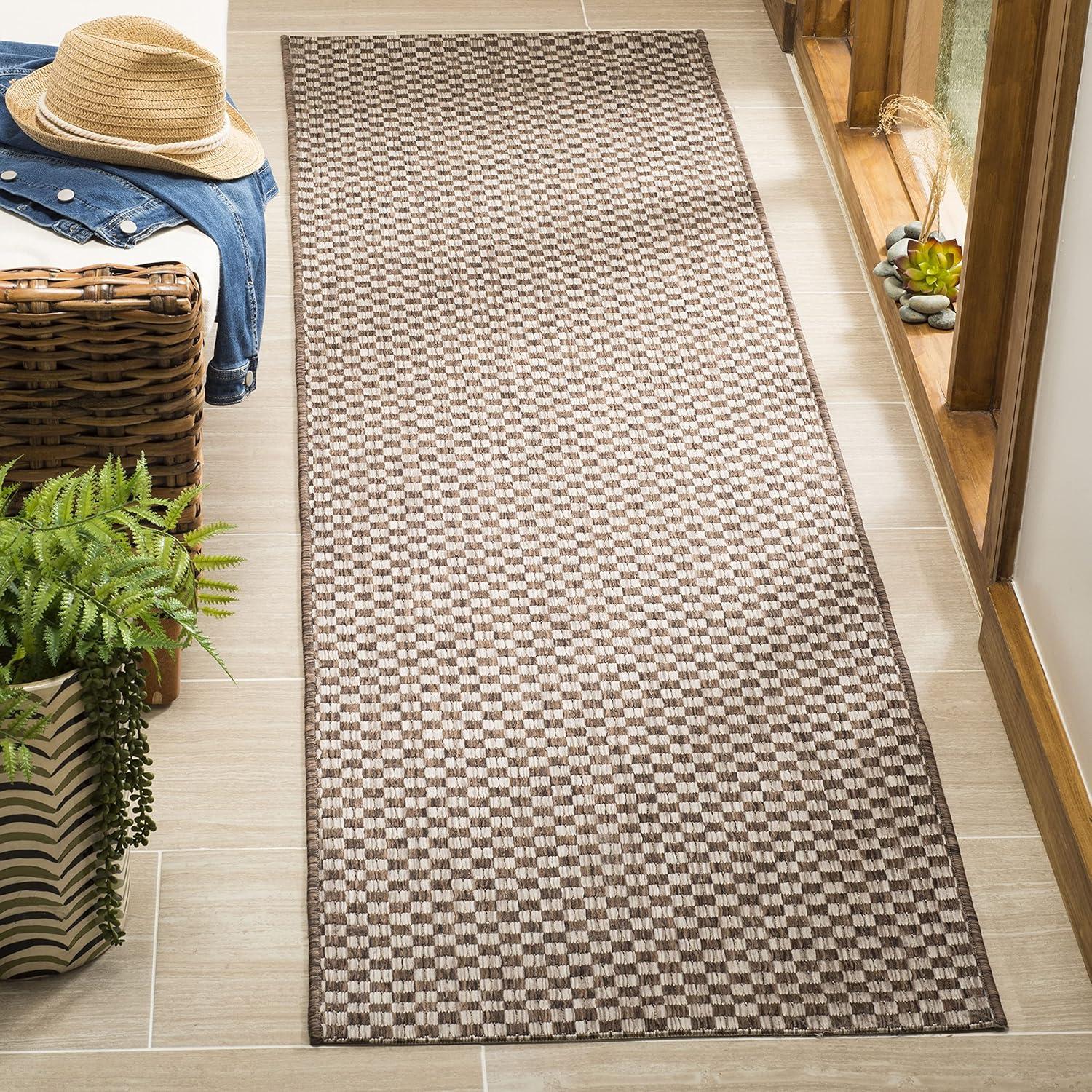 image:imageSAFAVIEH Washable Rug Outdoor Courtyard Collection 8 x 10 Light Blue amp Light Grey NonShedding amp Easy Cleaning Ideal for Patio Backyard Mudroom DIning Space CY865337121Light BrownLight Grey
