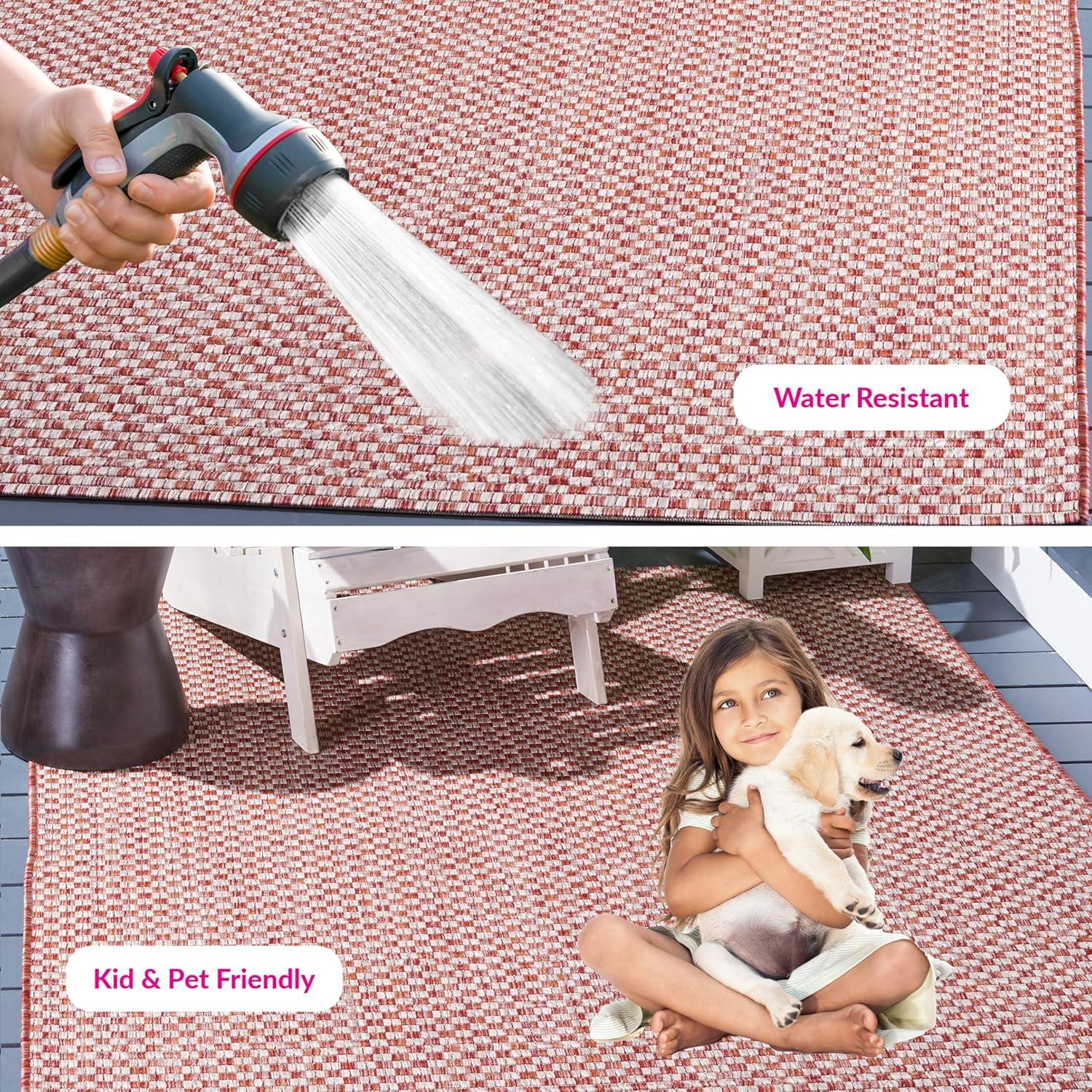 image:imageSAFAVIEH Washable Rug Outdoor Courtyard Collection 8 x 10 Light Blue amp Light Grey NonShedding amp Easy Cleaning Ideal for Patio Backyard Mudroom DIning Space CY865337121RustLight Grey