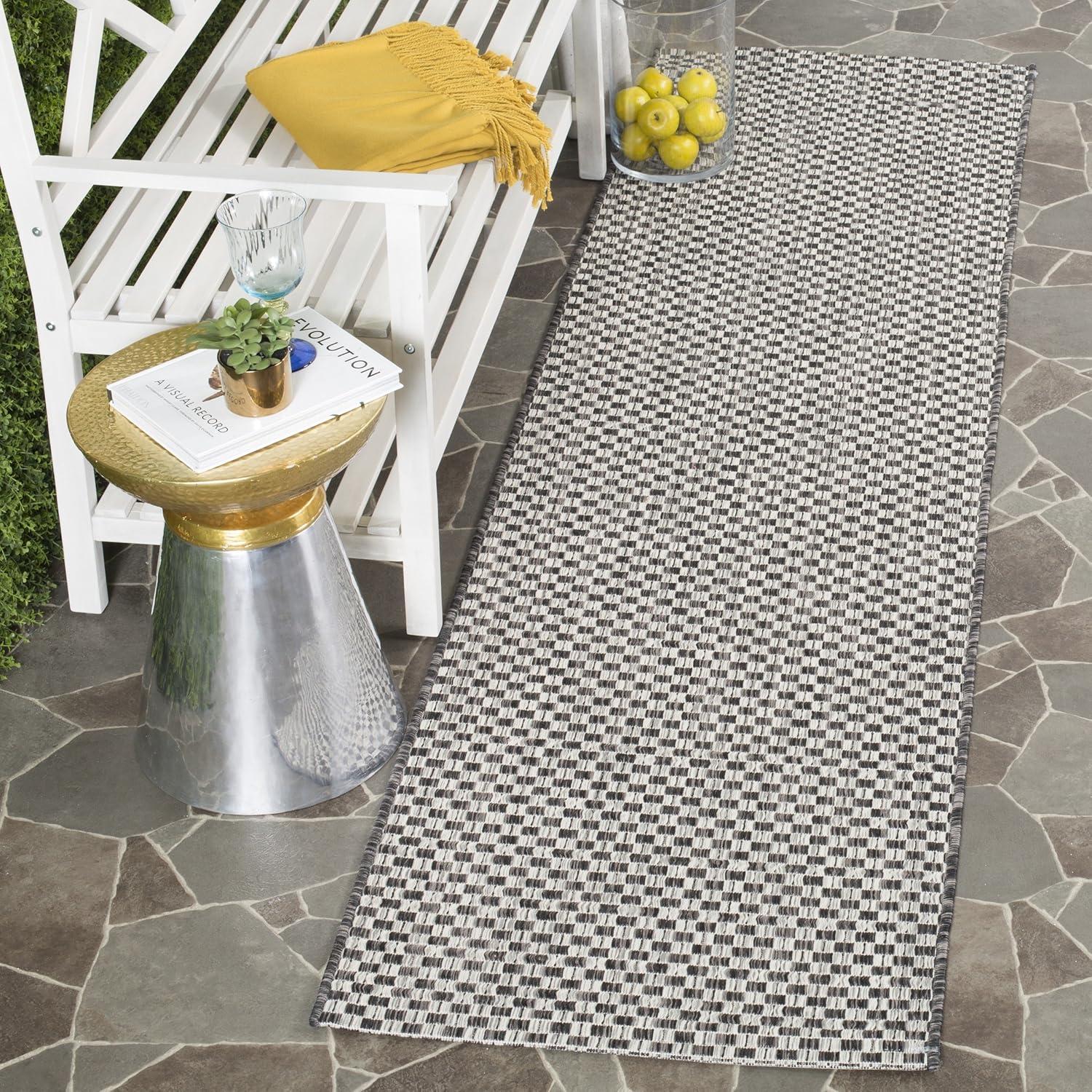 image:imageSAFAVIEH Washable Rug Outdoor Courtyard Collection 8 x 10 Light Blue amp Light Grey NonShedding amp Easy Cleaning Ideal for Patio Backyard Mudroom DIning Space CY865337121BlackLight Grey