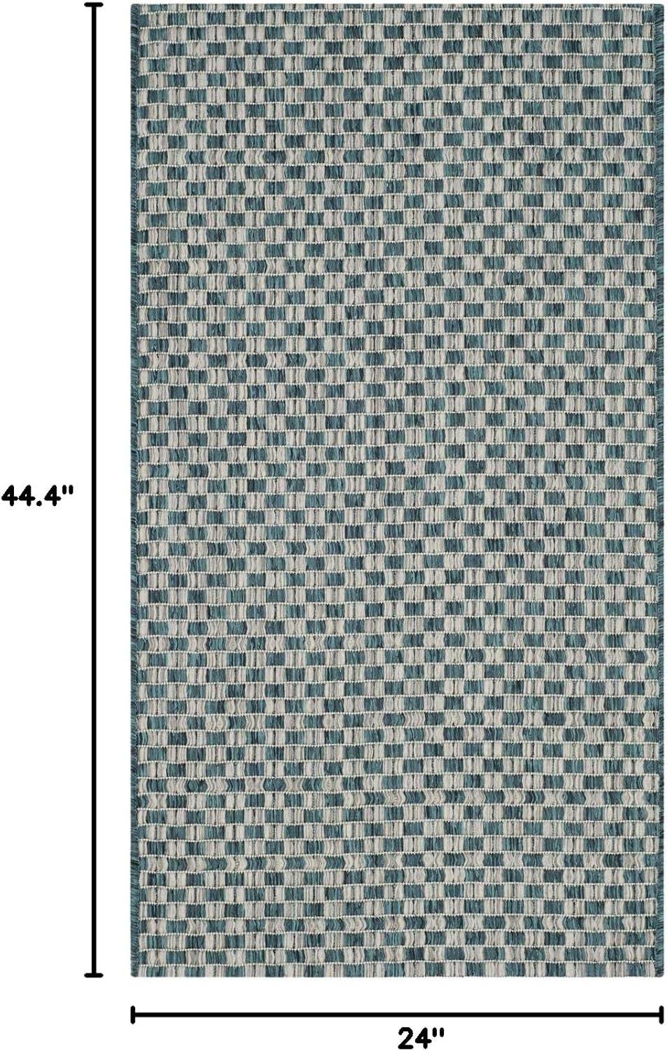 image:imageSAFAVIEH Washable Rug Outdoor Courtyard Collection 8 x 10 Light Blue amp Light Grey NonShedding amp Easy Cleaning Ideal for Patio Backyard Mudroom DIning Space CY865337121TurquoiseLight Grey