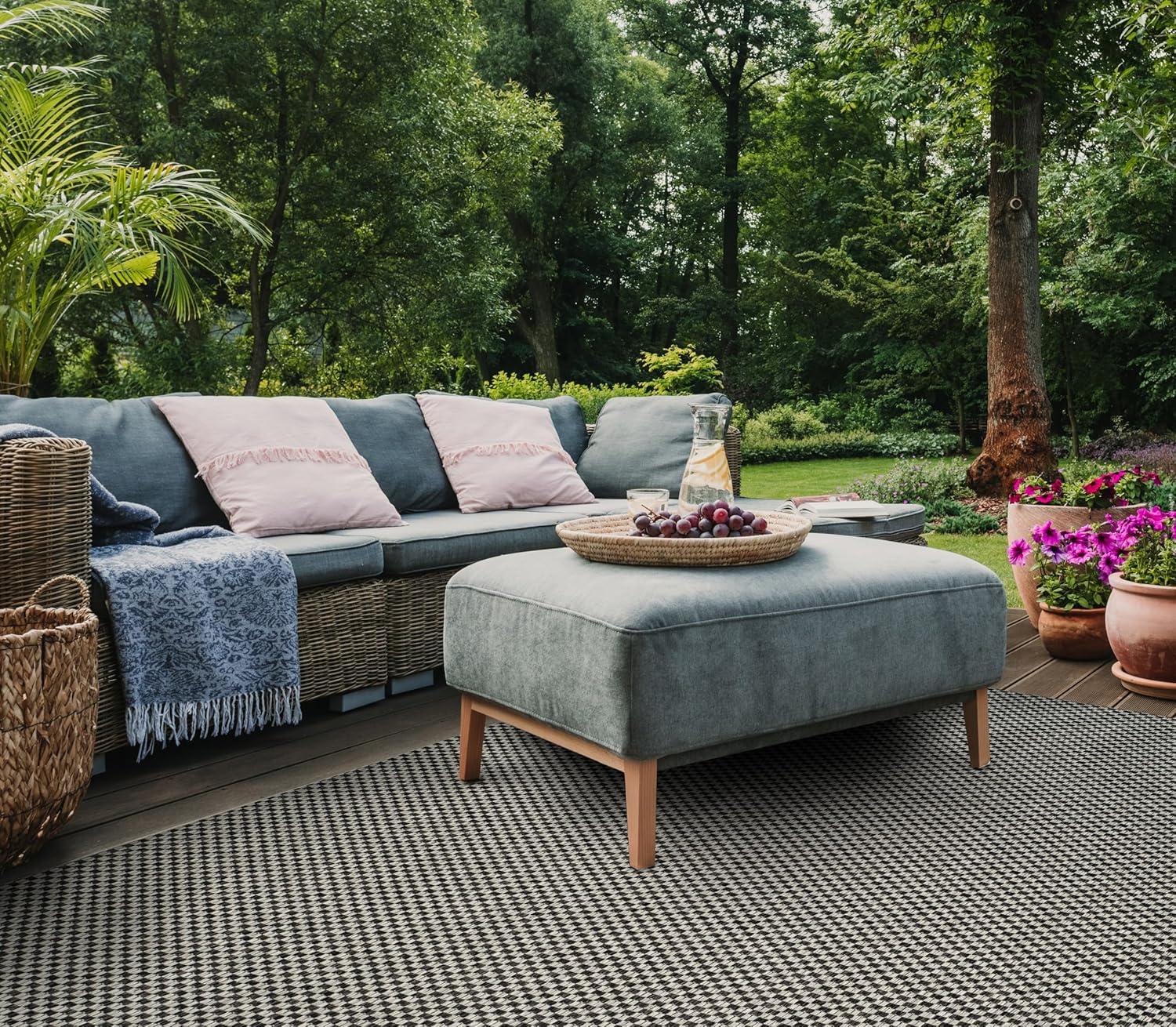 image:imageSAFAVIEH Washable Rug Outdoor Courtyard Collection 8 x 10 Light Blue amp Light Grey NonShedding amp Easy Cleaning Ideal for Patio Backyard Mudroom DIning Space CY865337121BlackLight Grey