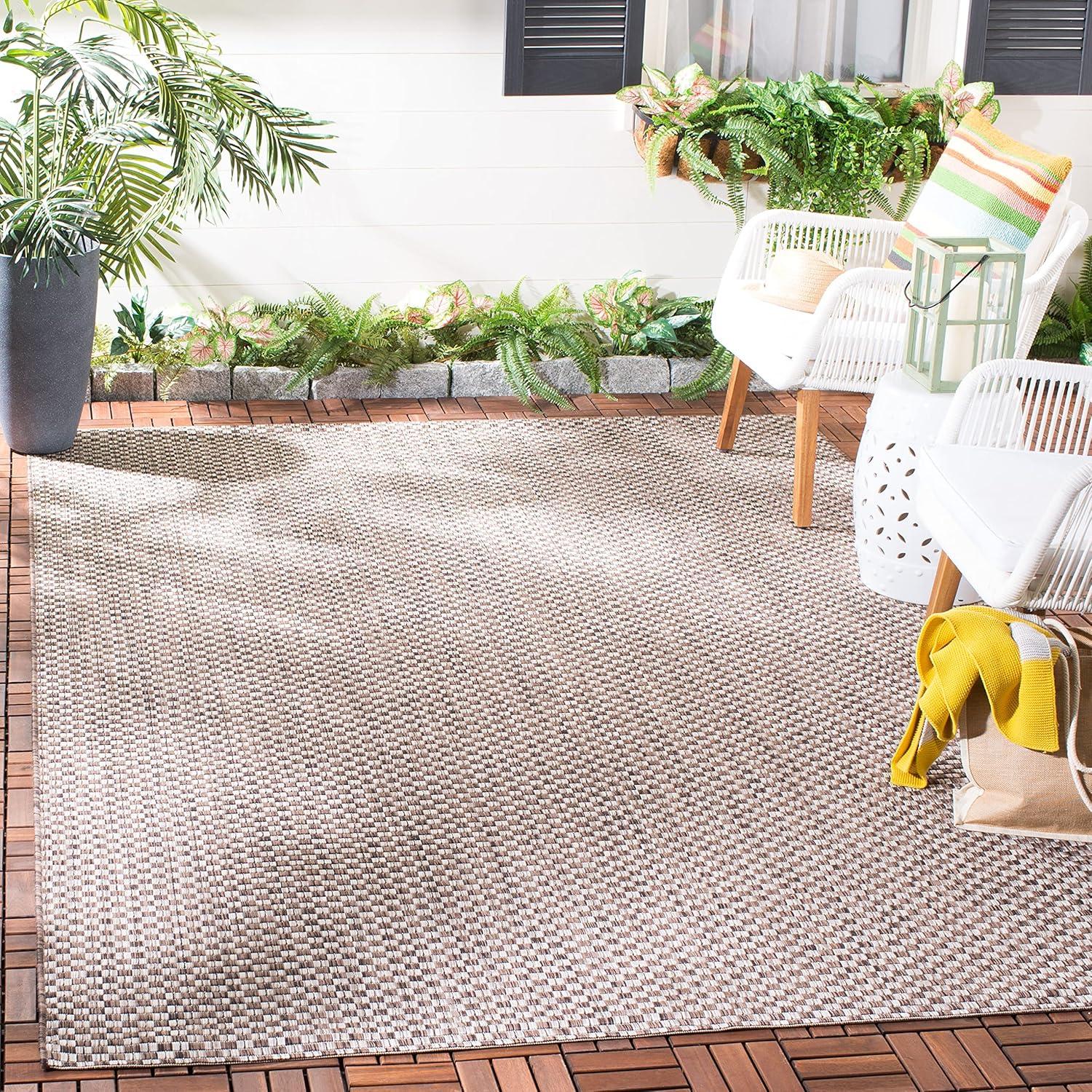 image:imageSAFAVIEH Washable Rug Outdoor Courtyard Collection 8 x 10 Light Blue amp Light Grey NonShedding amp Easy Cleaning Ideal for Patio Backyard Mudroom DIning Space CY865337121Light BrownLight Grey