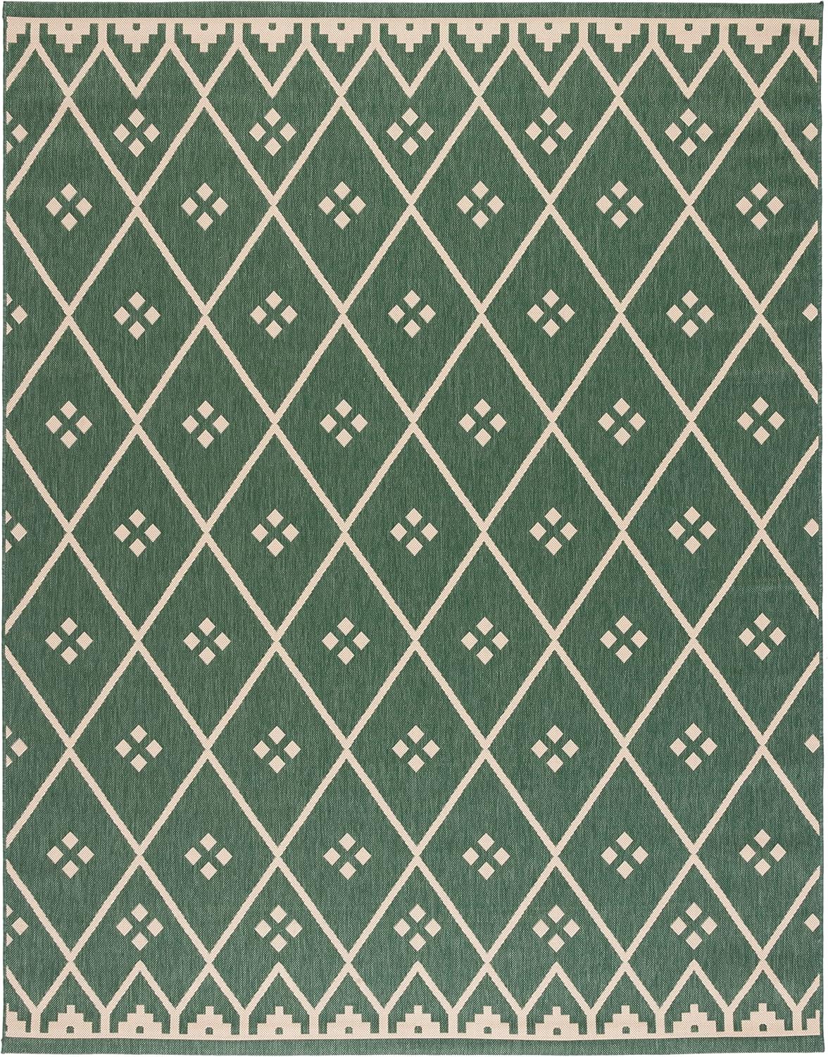 image:imageSAFAVIEH Washable Rug Outdoor Courtyard Collection 9 x 12 Terracotta amp Light Beige NonShedding amp Easy Cleaning Ideal for Patio Backyard Mudroom CY6303231Dark GreenBeige