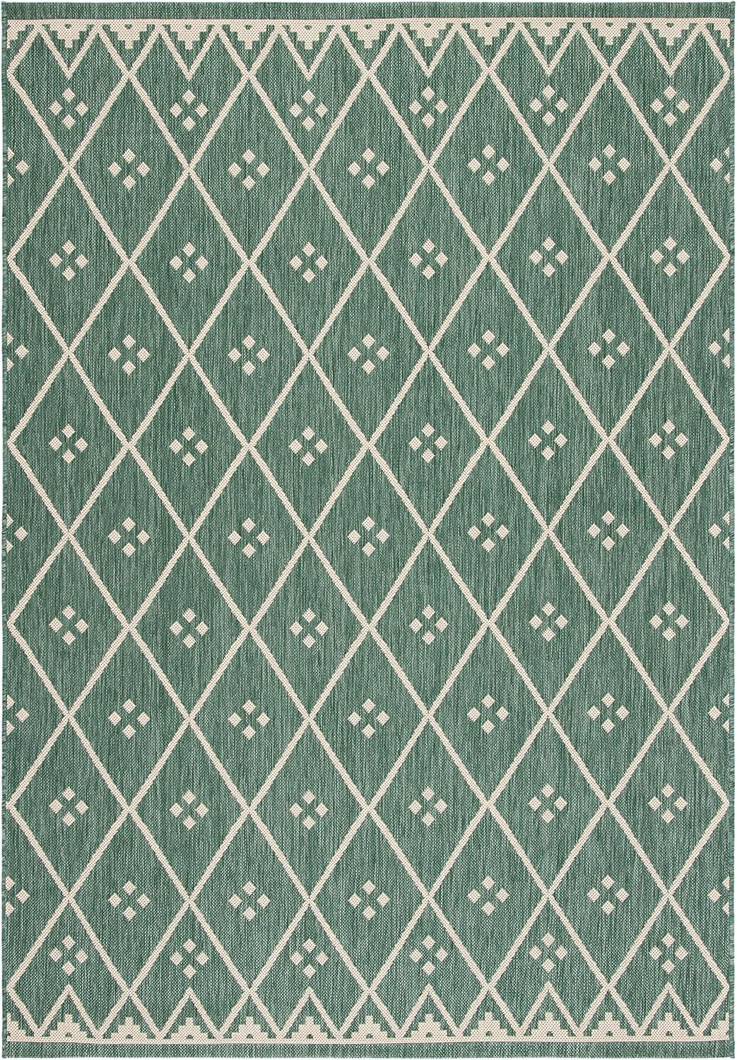 image:imageSAFAVIEH Washable Rug Outdoor Courtyard Collection 9 x 12 Terracotta amp Light Beige NonShedding amp Easy Cleaning Ideal for Patio Backyard Mudroom CY6303231Dark GreenBeige