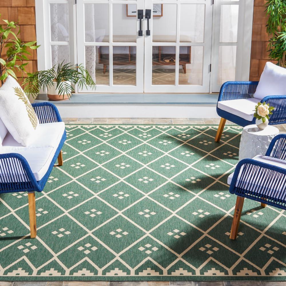 image:imageSAFAVIEH Washable Rug Outdoor Courtyard Collection 9 x 12 Terracotta amp Light Beige NonShedding amp Easy Cleaning Ideal for Patio Backyard Mudroom CY6303231Dark GreenBeige