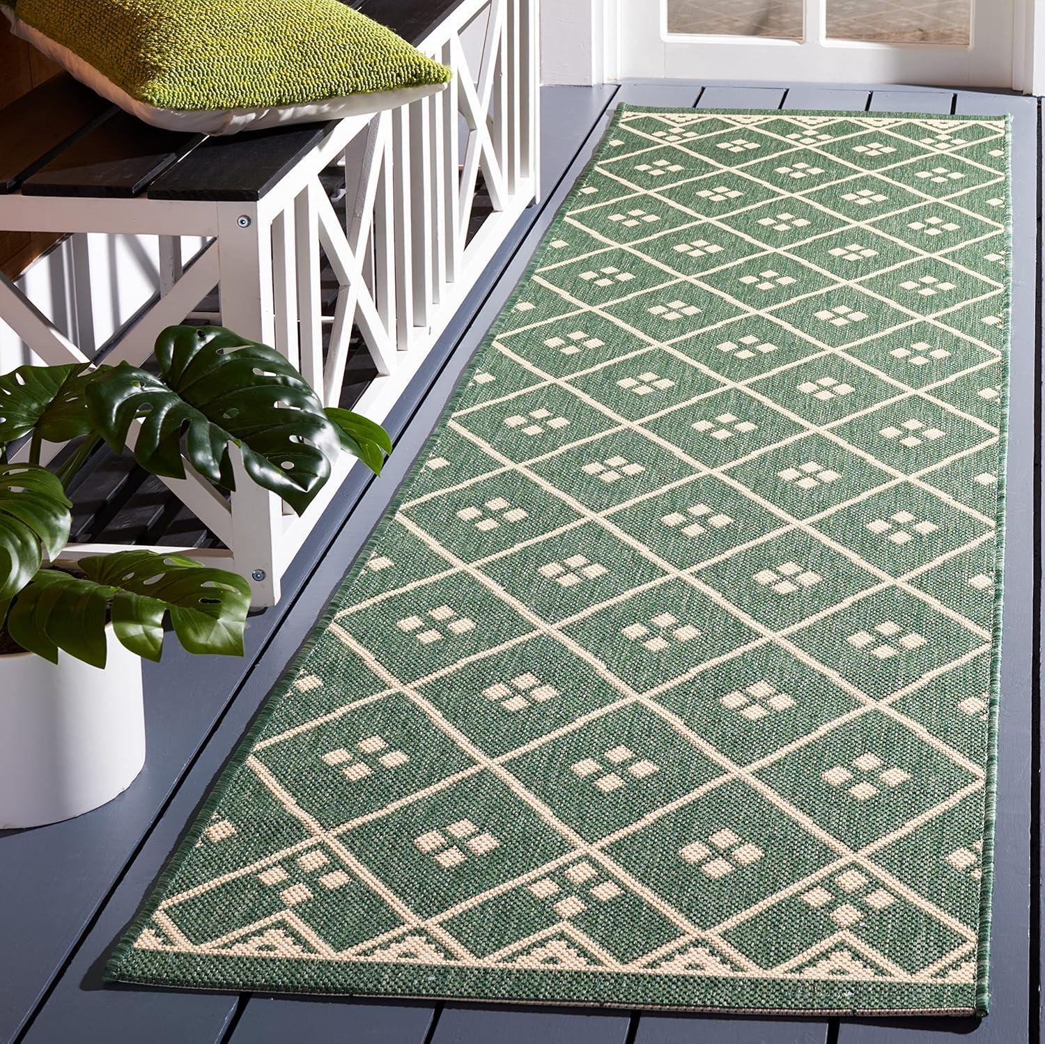 image:imageSAFAVIEH Washable Rug Outdoor Courtyard Collection 9 x 12 Terracotta amp Light Beige NonShedding amp Easy Cleaning Ideal for Patio Backyard Mudroom CY6303231Dark GreenBeige