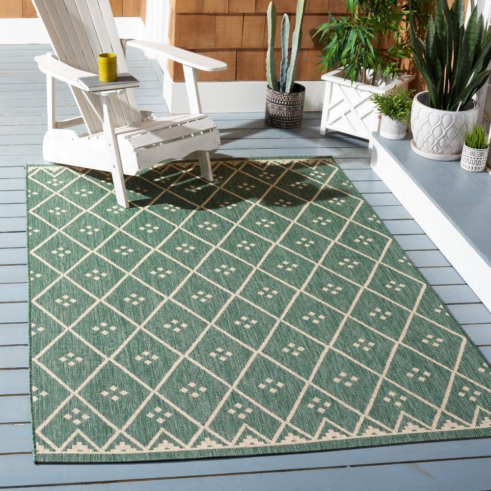 image:imageSAFAVIEH Washable Rug Outdoor Courtyard Collection 9 x 12 Terracotta amp Light Beige NonShedding amp Easy Cleaning Ideal for Patio Backyard Mudroom CY6303231Dark GreenBeige