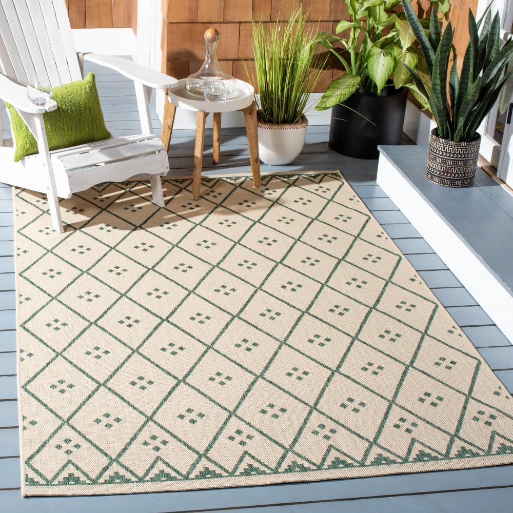 image:imageSAFAVIEH Washable Rug Outdoor Courtyard Collection 9 x 12 Terracotta amp Light Beige NonShedding amp Easy Cleaning Ideal for Patio Backyard Mudroom CY6303231BeigeGreen