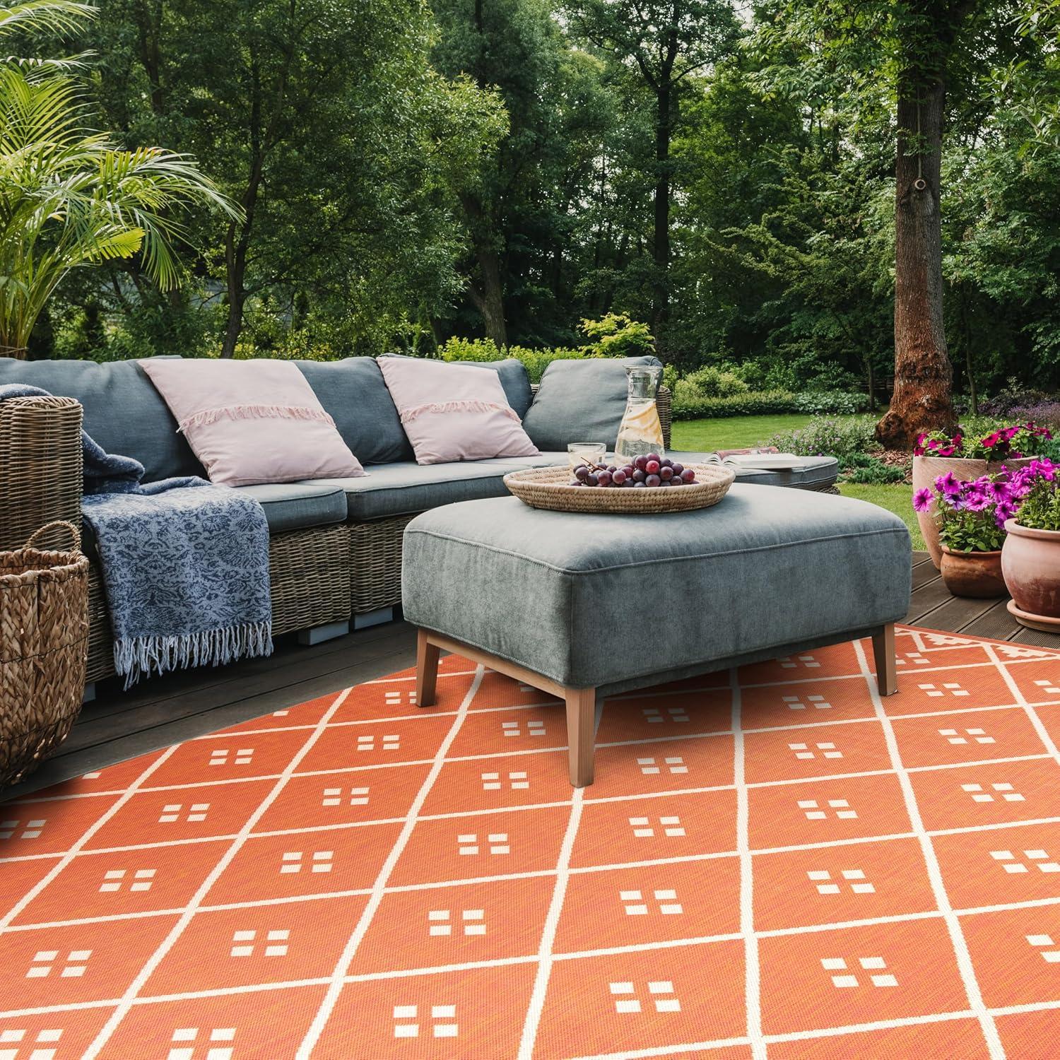 image:imageSAFAVIEH Washable Rug Outdoor Courtyard Collection 9 x 12 Terracotta amp Light Beige NonShedding amp Easy Cleaning Ideal for Patio Backyard Mudroom CY6303231TerracottaLight Beige