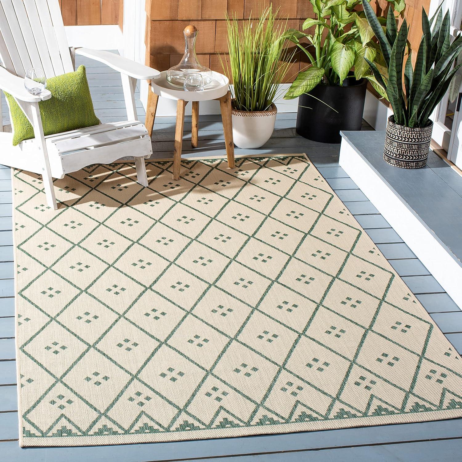 image:imageSAFAVIEH Washable Rug Outdoor Courtyard Collection 9 x 12 Terracotta amp Light Beige NonShedding amp Easy Cleaning Ideal for Patio Backyard Mudroom CY6303231BeigeGreen