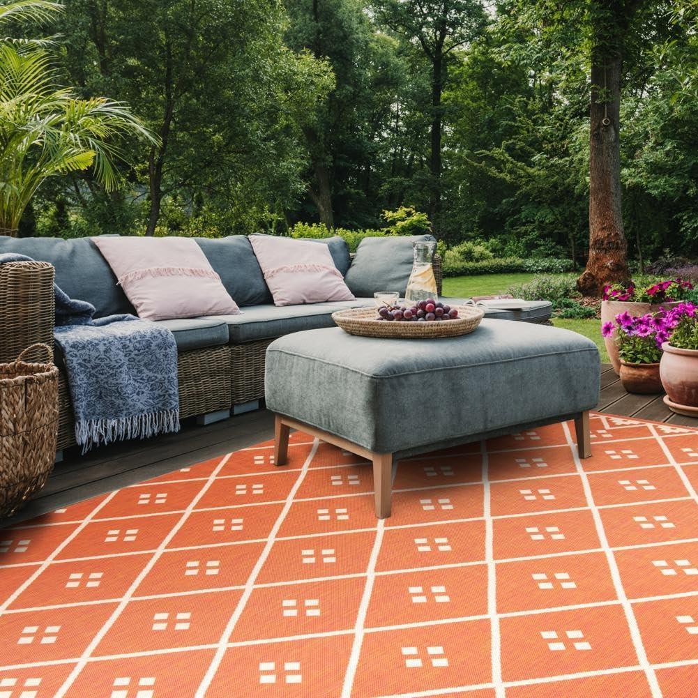 image:imageSAFAVIEH Washable Rug Outdoor Courtyard Collection 9 x 12 Terracotta amp Light Beige NonShedding amp Easy Cleaning Ideal for Patio Backyard Mudroom CY6303231TerracottaLight Beige