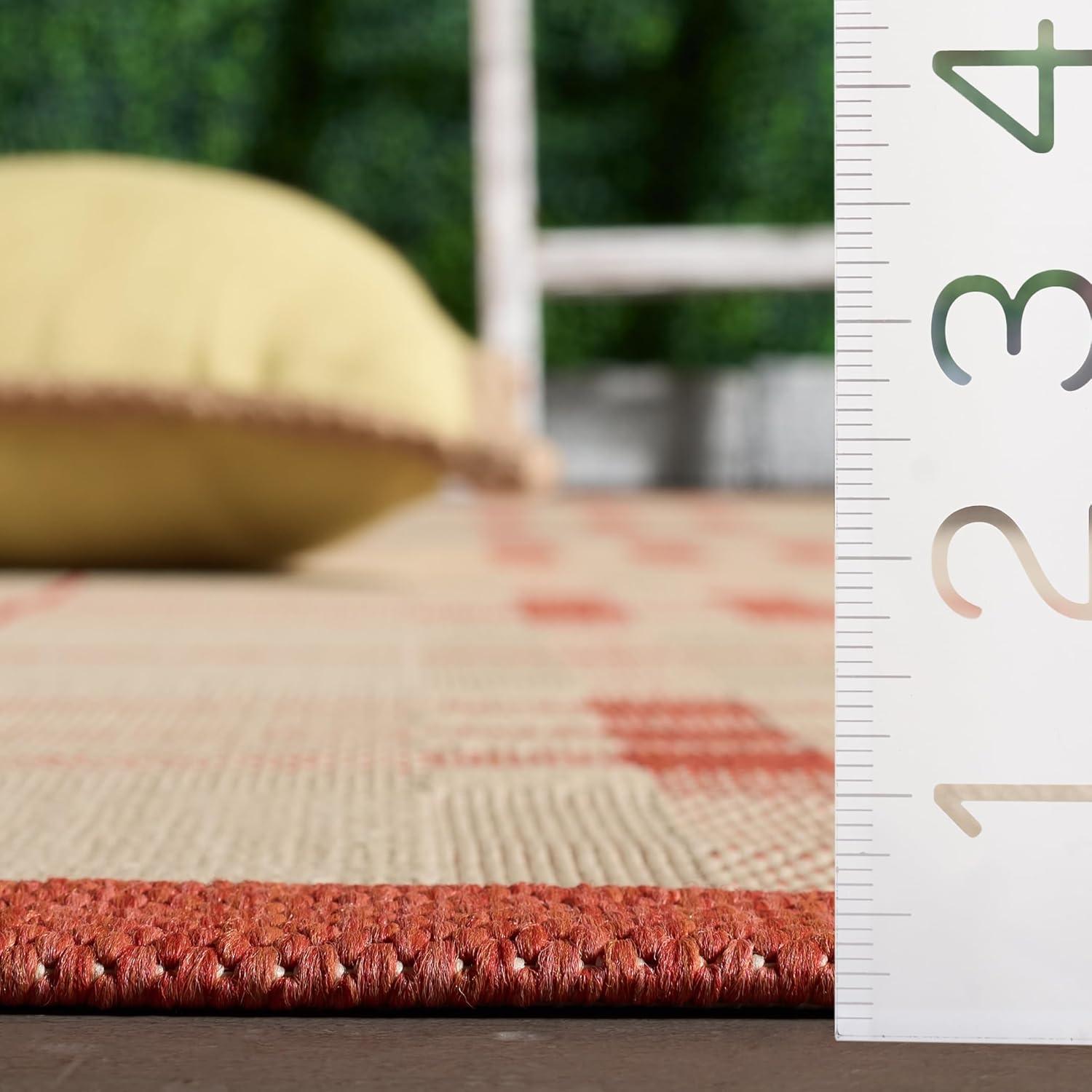 image:imageSAFAVIEH Washable Rug Outdoor Courtyard Collection 9 x 12 Terracotta amp Light Beige NonShedding amp Easy Cleaning Ideal for Patio Backyard Mudroom CY6303231NaturalTerra
