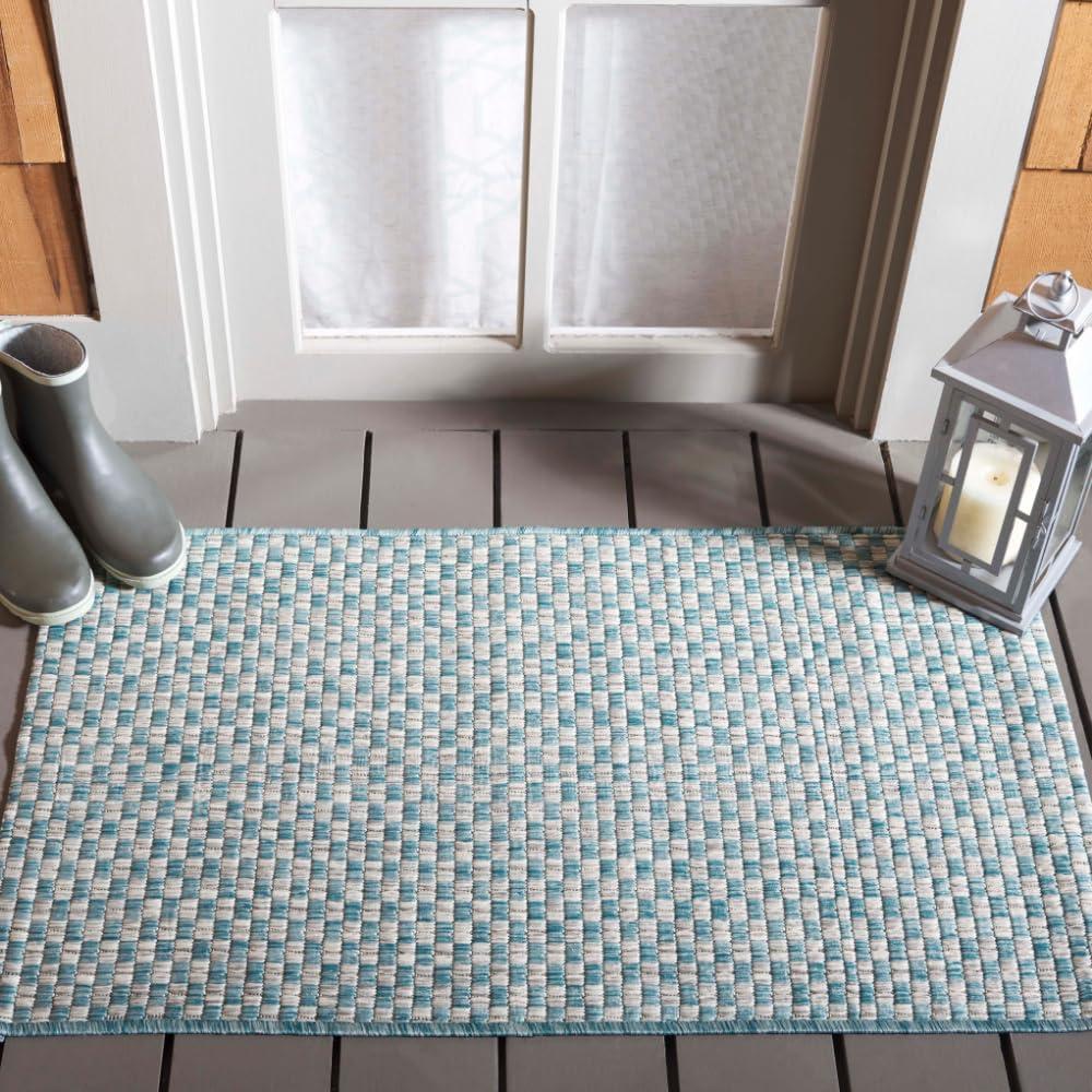 image:imageSAFAVIEH Washable Rug Outdoor Courtyard Collection 8 x 10 Light Blue amp Light Grey NonShedding amp Easy Cleaning Ideal for Patio Backyard Mudroom DIning Space CY865337121Light BlueLight Grey
