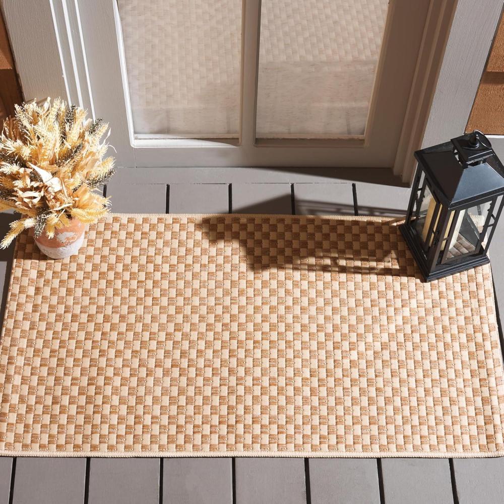 image:imageSAFAVIEH Washable Rug Outdoor Courtyard Collection 8 x 10 Light Blue amp Light Grey NonShedding amp Easy Cleaning Ideal for Patio Backyard Mudroom DIning Space CY865337121NaturalCream