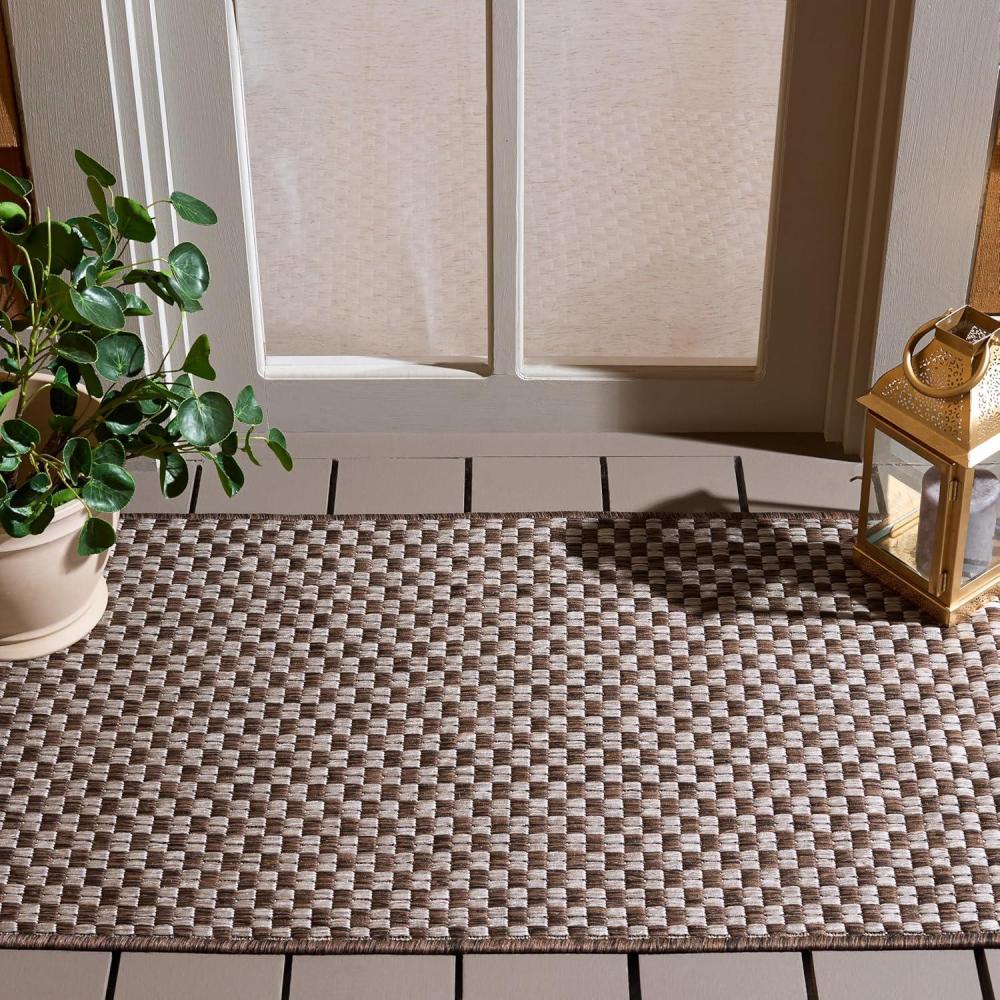 image:imageSAFAVIEH Washable Rug Outdoor Courtyard Collection  8 x 10 Light Blue amp Light Grey NonShedding amp Easy Cleaning Ideal for Patio Backyard Mudroom DIning Space CY865337121Light BrownLight Grey
