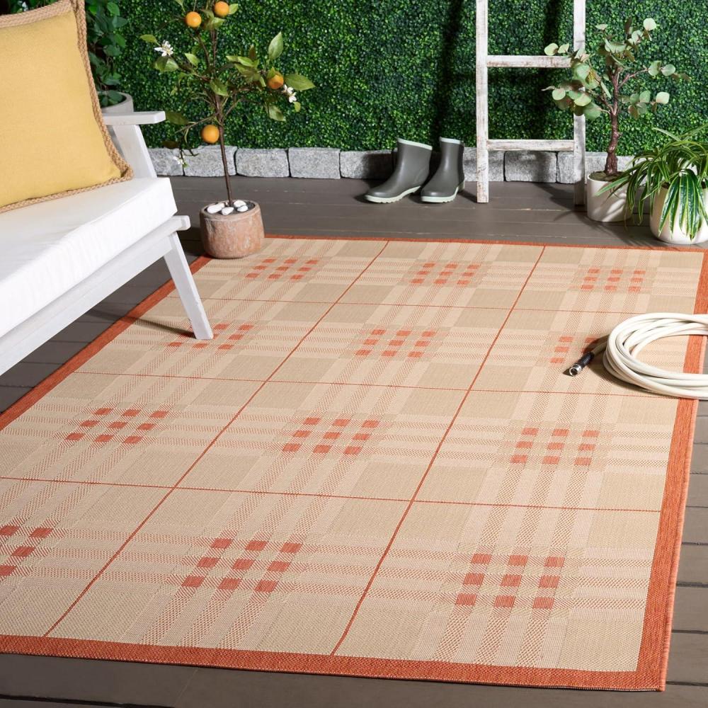 image:imageSAFAVIEH Washable Rug Outdoor Courtyard Collection 9 x 12 Terracotta amp Light Beige NonShedding amp Easy Cleaning Ideal for Patio Backyard Mudroom CY6303231NaturalTerra