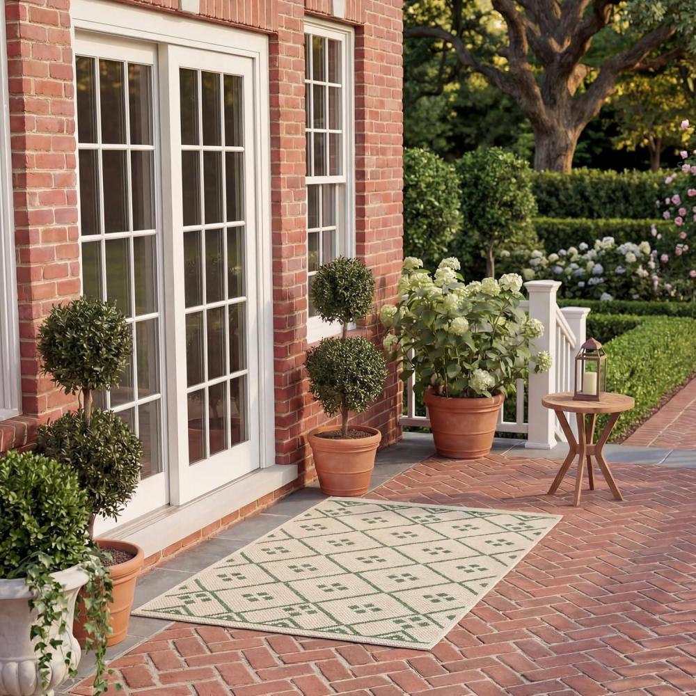 image:imageSAFAVIEH Washable Rug Outdoor Courtyard Collection 9 x 12 Terracotta amp Light Beige NonShedding amp Easy Cleaning Ideal for Patio Backyard Mudroom CY6303231BeigeGreen
