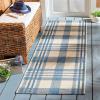 SAFAVIEH Washable Rug Outdoor Courtyard Collection – 6′ x 8′, Red & Bone, Plaid Pattern, Non-Shedding & Easy Cleaning, Ideal for Patio, Entryway, Mudroom, Hallway, Kitchen (CY6201-238)(Beige/Blue)