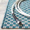 SAFAVIEH Washable Rug Outdoor Courtyard Collection – 8′ x 10′, Light Blue & Light Grey, Non-Shedding & Easy Cleaning, Ideal for Patio, Backyard, Mudroom, DIning Space (CY8653-37121)(Turquoise/Light Grey)