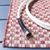SAFAVIEH Washable Rug Outdoor Courtyard Collection – 8′ x 10′, Light Blue & Light Grey, Non-Shedding & Easy Cleaning, Ideal for Patio, Backyard, Mudroom, DIning Space (CY8653-37121)(Rust/Light Grey)