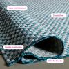 SAFAVIEH Washable Rug Outdoor Courtyard Collection – 8′ x 10′, Light Blue & Light Grey, Non-Shedding & Easy Cleaning, Ideal for Patio, Backyard, Mudroom, DIning Space (CY8653-37121)(Turquoise/Light Grey)