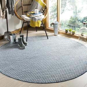 SAFAVIEH Washable Rug Outdoor Courtyard Collection – 8′ x 10′, Light Blue & Light Grey, Non-Shedding & Easy Cleaning, Ideal for Patio, Backyard, Mudroom, DIning Space (CY8653-37121)(Blue / Light Grey)