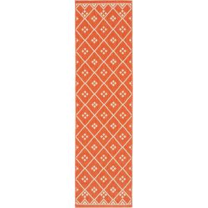 SAFAVIEH Washable Rug Outdoor Courtyard Collection – 9′ x 12′, Terracotta & Light Beige, Non-Shedding & Easy Cleaning, Ideal for Patio, Backyard, Mudroom (CY6303-231)(Terracotta/Light Beige)