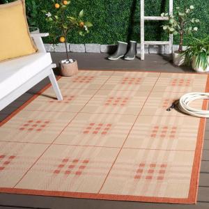 SAFAVIEH Washable Rug Outdoor Courtyard Collection – 9′ x 12′, Terracotta & Light Beige, Non-Shedding & Easy Cleaning, Ideal for Patio, Backyard, Mudroom (CY6303-231)(Natural/Terra)