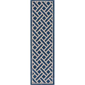 SAFAVIEH Washable Rug Outdoor Courtyard Collection – 9′ x 12′, Terracotta & Light Beige, Non-Shedding & Easy Cleaning, Ideal for Patio, Backyard, Mudroom (CY6303-231)(Navy/Light Beige)
