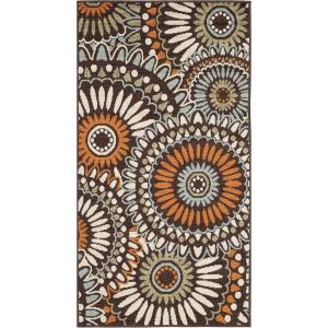 SAFAVIEH Washable Rug Outdoor Veranda Collection – 9′ x 12′, Chocolate & Terracotta, Non-Shedding & Easy to Clean, Ideal for Patio, Backyard, Mudroom (VER091-0725)(Chocolate/Terracotta)