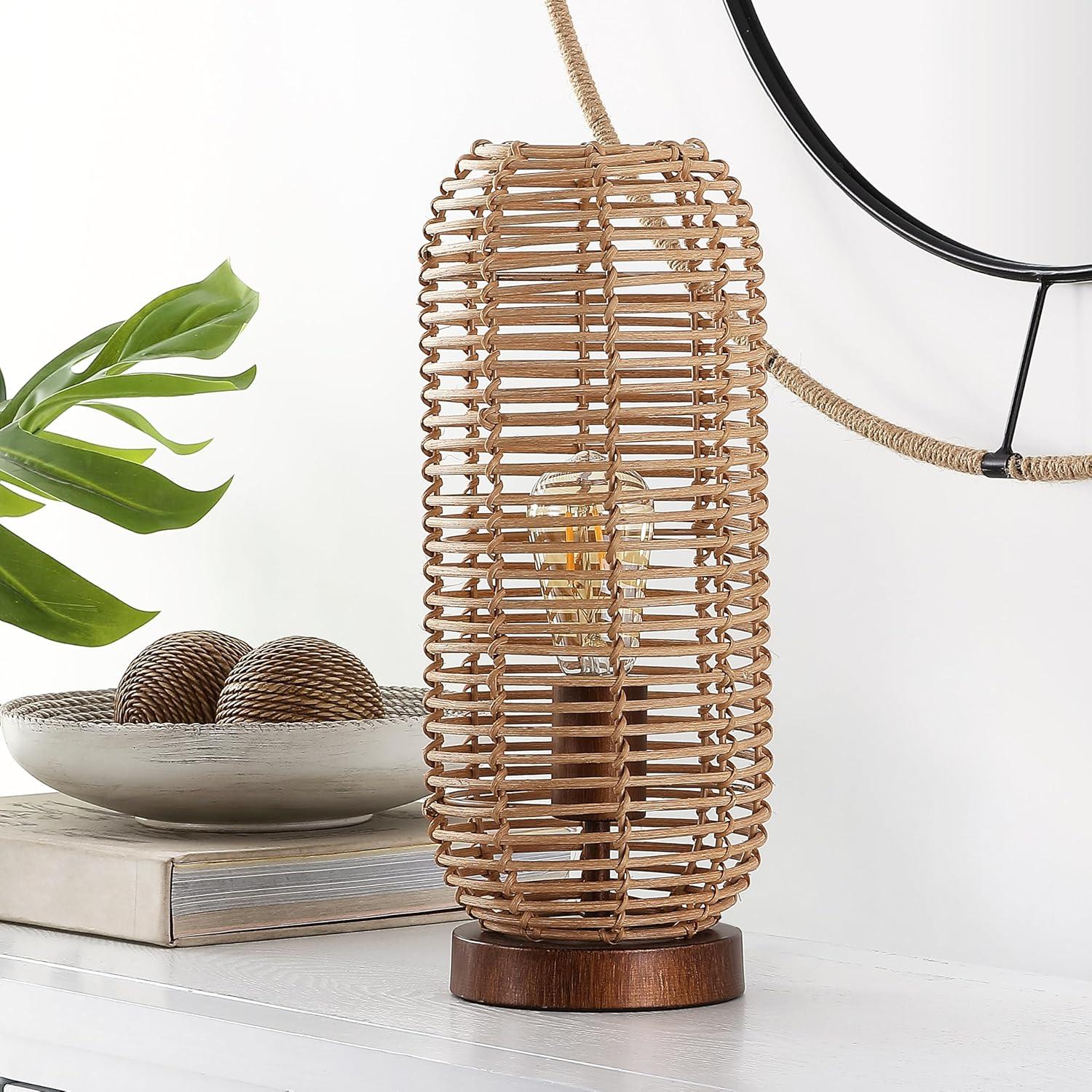 image:imageSAFAVIEH Lighting Collection Eveline Brown 15inch Table Lamp LED Bulb Included