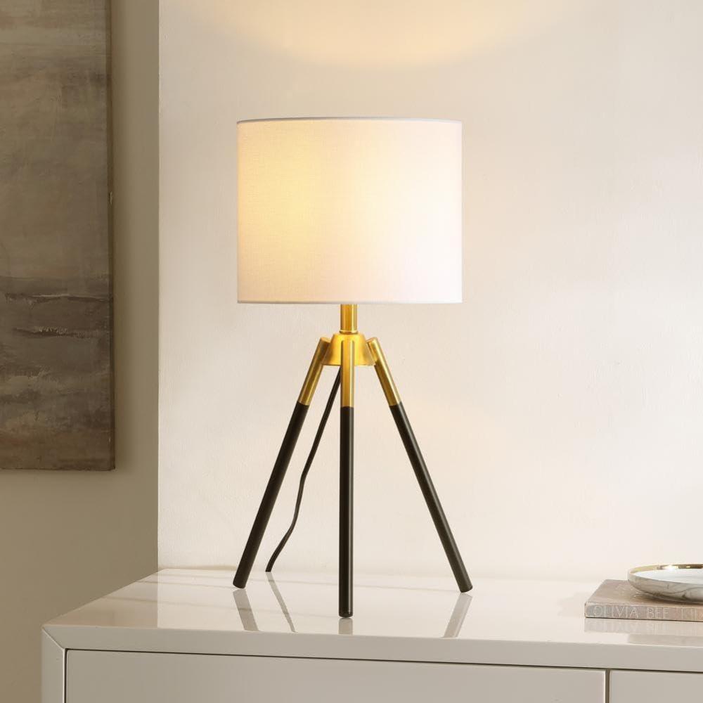 image:imageSAFAVIEH Lighting Collection Jupiter BlackBrass 22inch Tripod Table Lamp Ideal for Living Room Bedroom Nightstand Home Office Dorm LED Bulb Included