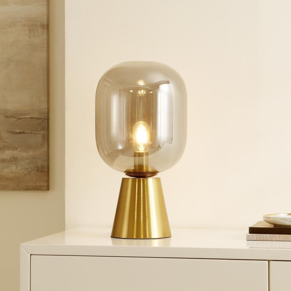 image:imageSAFAVIEH Lighting Collection Rain Smoke GreyBrass 18inch Table Lamp Ideal for Living Room Bedroom Nightstand Home Office Dorm LED Bulb Included