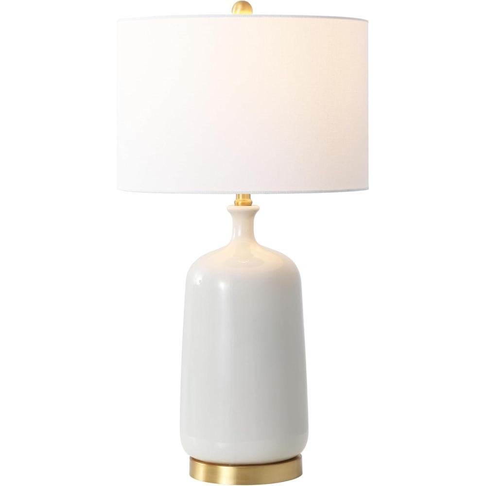 image:imageSAFAVIEH Lighting Collection Stevie 28inch CreamBrass Ceramic Table Lamp LED Bulb Included