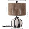 SAFAVIEH Lighting Collection – Devi Cream & Black Ceramic Table Lamp, 20″ Decorative Accent Light with Rattan Shade, E26 Bulb Compatible (TBL4655A)