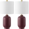 SAFAVIEH Lighting Collection – Madsen Burgundy Resin Table Lamp Set of 2, 20″ Decorative Accent Lights with Fabric Shades, E26 Bulb Compatible (TBL4641A-SET2)(Burgundy)