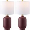 SAFAVIEH Lighting Collection – Madsen Burgundy Resin Table Lamp Set of 2, 20″ Decorative Accent Lights with Fabric Shades, E26 Bulb Compatible (TBL4641A-SET2)(Burgundy)