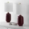 SAFAVIEH Lighting Collection – Madsen Burgundy Resin Table Lamp Set of 2, 20″ Decorative Accent Lights with Fabric Shades, E26 Bulb Compatible (TBL4641A-SET2)(Burgundy)