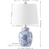 SAFAVIEH Lighting Collection – Sandra White & Blue Ceramic Table Lamp Set of 2, 20″ Decorative Accent Lights with Fabric Shades, E26 Bulb Compatible (TBL4630A-SET2)(White/Blue)