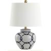 SAFAVIEH Lighting Collection Anders White/ Blue 21-inch Bedroom Living Room Home Office Desk Nightstand Table Lamp (LED Bulb Included)