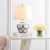 SAFAVIEH Lighting Collection Anders White/ Blue 21-inch Bedroom Living Room Home Office Desk Nightstand Table Lamp (LED Bulb Included)