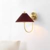 SAFAVIEH Lighting Collection Chrissy Burgundy/Brass Fabric/Metal Wall Sconce Set of 2 (LED Bulbs Included)