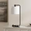 SAFAVIEH Lighting Collection Follett Black/White Drum Shade 20-inch Table Lamp with USB Charging Port, Ideal for Living Room, Bedroom, Nightstand, Home Office, Dorm (LED Bulb Included)