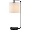 SAFAVIEH Lighting Collection Follett Black/White Drum Shade 20-inch Table Lamp with USB Charging Port, Ideal for Living Room, Bedroom, Nightstand, Home Office, Dorm (LED Bulb Included)