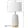 SAFAVIEH Lighting Collection Stevie 28-inch Cream/Brass Ceramic Table Lamp (LED Bulb Included)