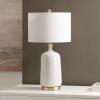 SAFAVIEH Lighting Collection Stevie 28-inch Cream/Brass Ceramic Table Lamp (LED Bulb Included)