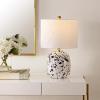 SAFAVIEH Lighting Collection Wallace Modern Contemporary Ivory / Blue Ceramic 19-inch Bedroom Living Room Home Office Desk Nightstand Table Lamp (LED Bulb Included)